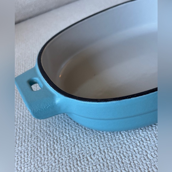 Pampered Chef Blue Enameled Cast Iron Baker 1qt - 32oz - New - Picture 3 of 8